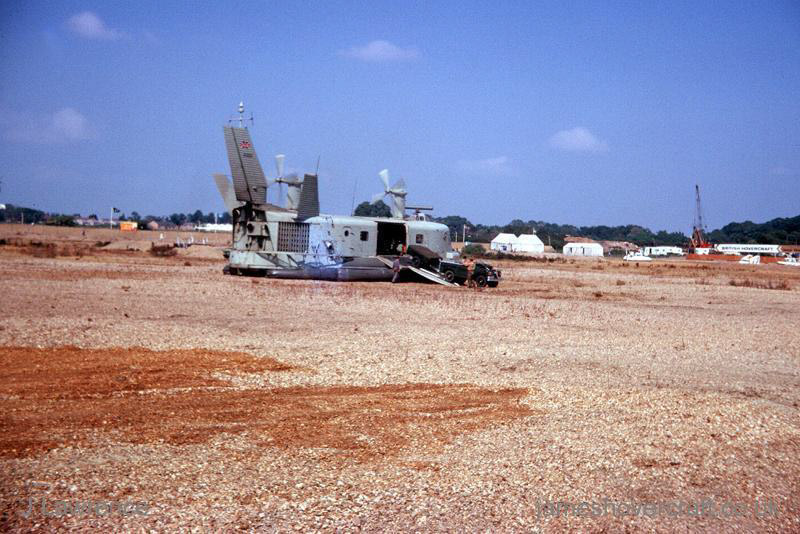 The SRN3 with the Inter-Service Hovercraft Trials Unit, IHTU - Loading vehicles (credit: Pat Lawrence).